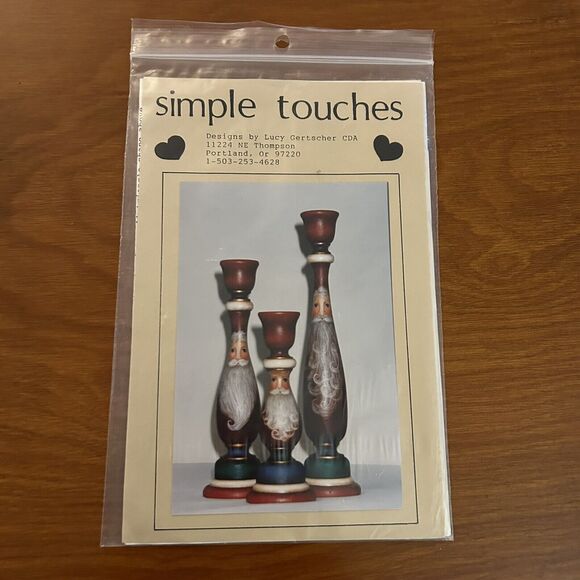 Simple Touches Santa Candlesticks Pattern/Instructions 1994 Vintage - Picture 1 of 3